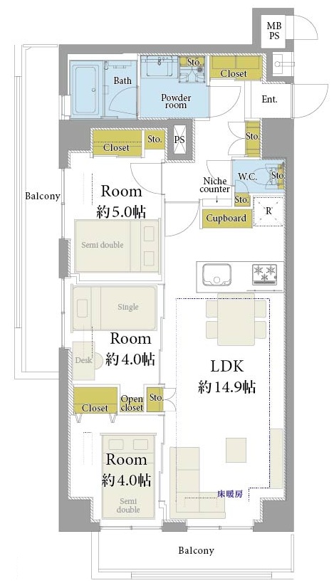 ハイホーム目黒5階の間取り