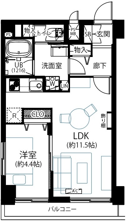 ライオンズマンション上野毛第22階の間取り