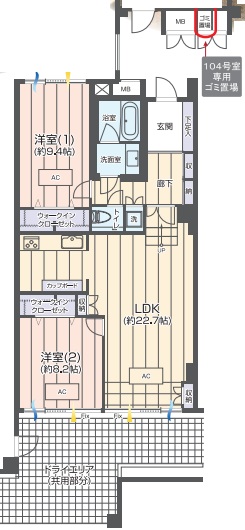 世田谷弦巻ハイム1階の間取り