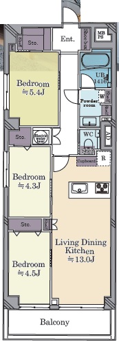 上野毛リッツハウスC棟1階の間取り
