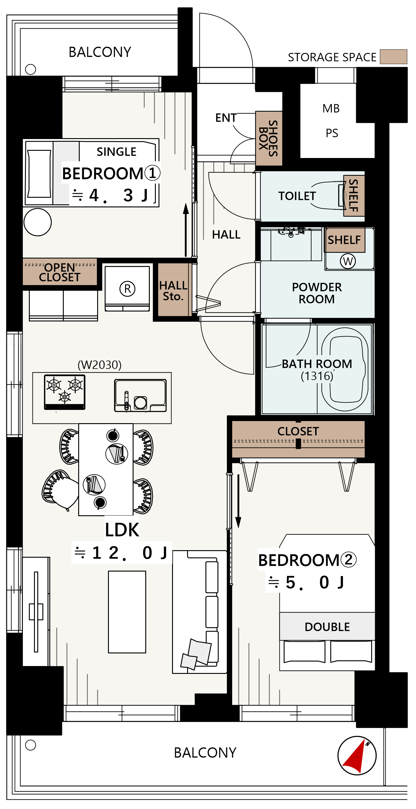 グリーンキャピタル桜新町2階の間取り