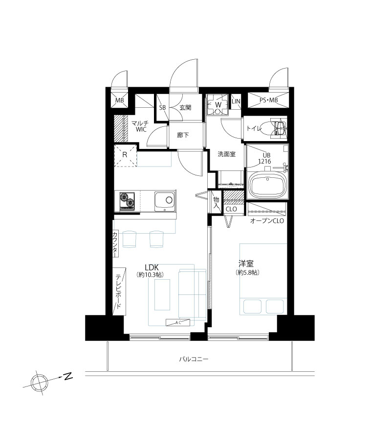 シャンボール恵比寿5階の間取り