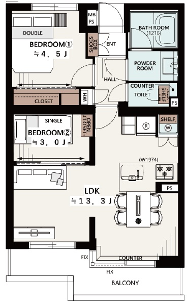 上目黒小川坂ハイツ1階の間取り