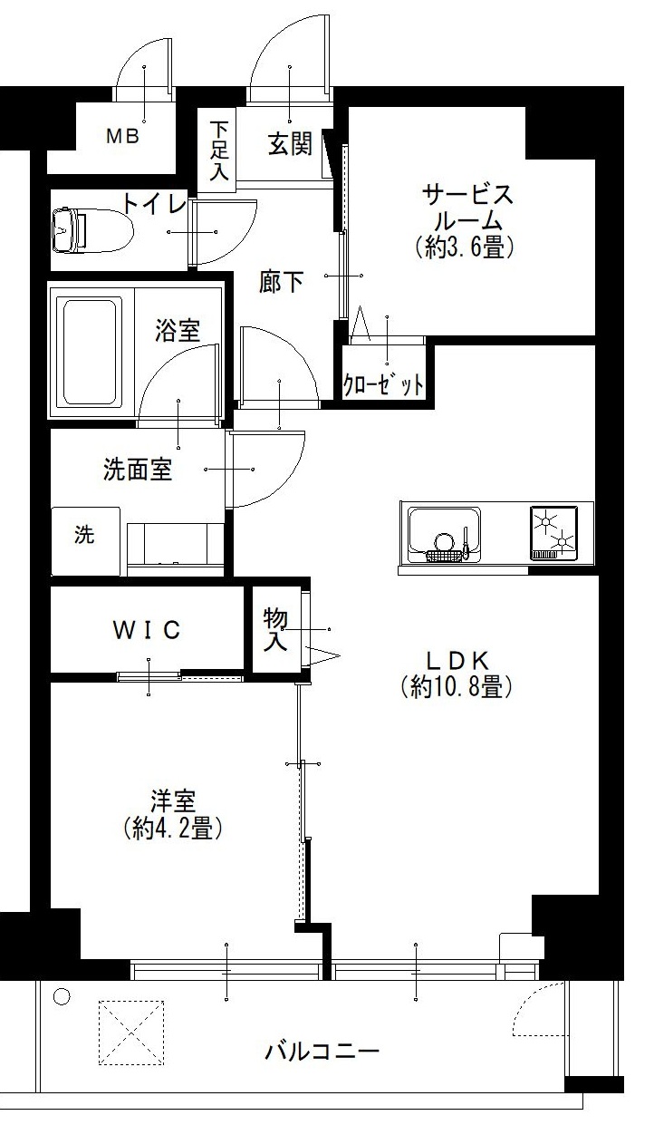 ゾンネンハイム大橋3階の間取り