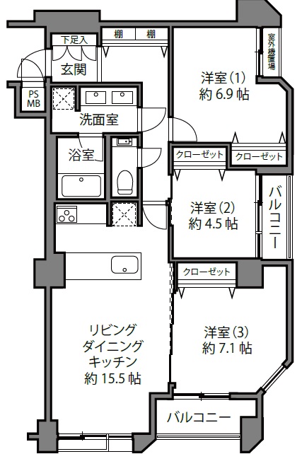 代々木ロイヤルマンション3階の間取り