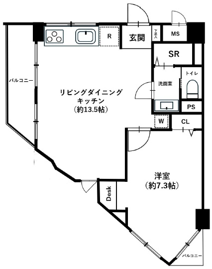 第二目黒コーポビアネーズ1階の間取り