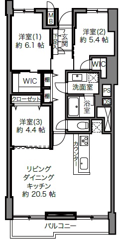 マンションニュー池尻3階の間取り