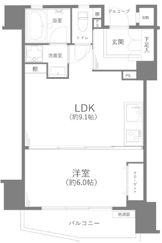 グランドパーク池尻大橋4階の間取り