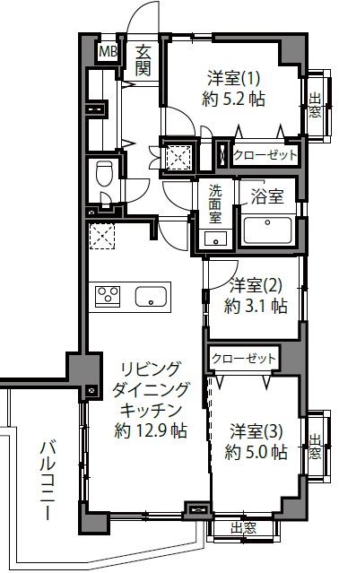 マイキャッスル目黒22階の間取り