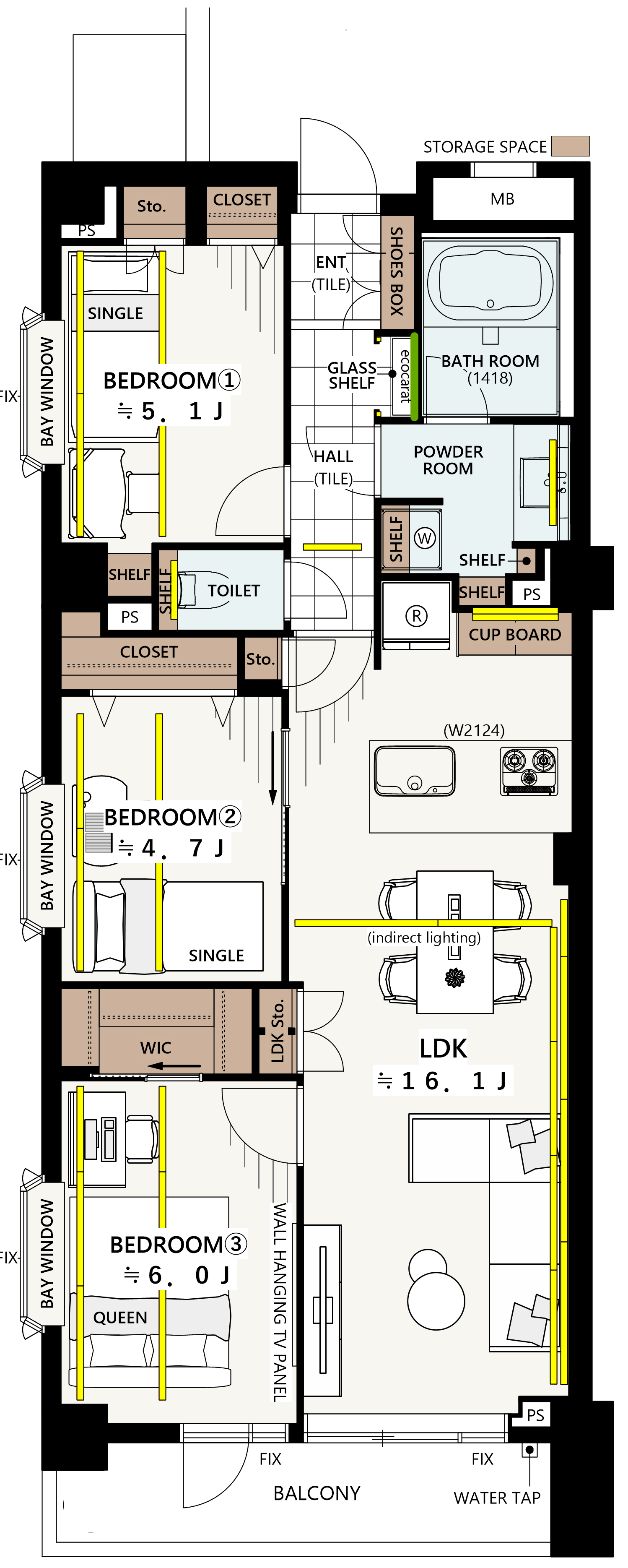 クレストフォルム駒沢公園3階の間取り