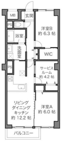 世田谷三宿マンション2階の間取り