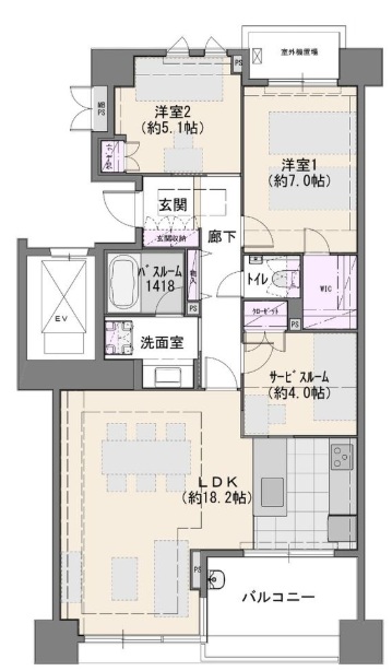 ライオンズスクエア用賀8階の間取り