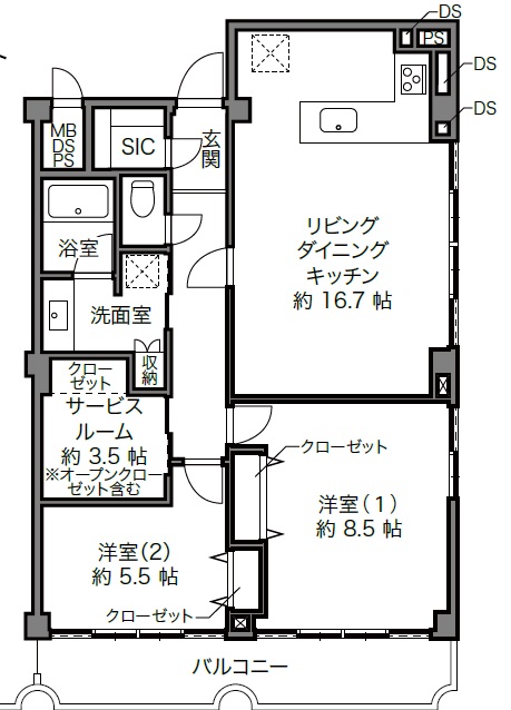 代々木ハイライズ2階の間取り