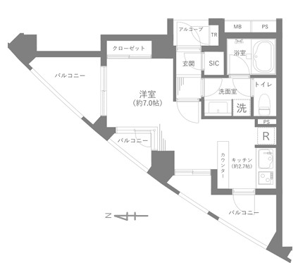 クオリア目黒大橋ウエスト5階の間取り