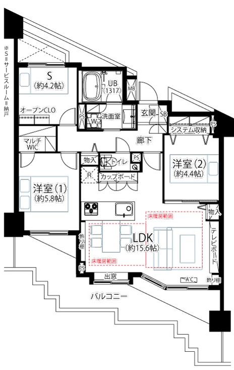 ディアナコート二子玉川園6階の間取り