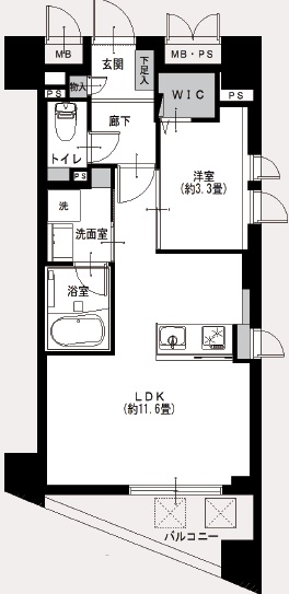 恵比寿ブルーメ8階の間取り