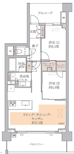 プラウド駒場6階の間取り