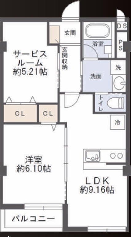 深沢コーポラス4階の間取り