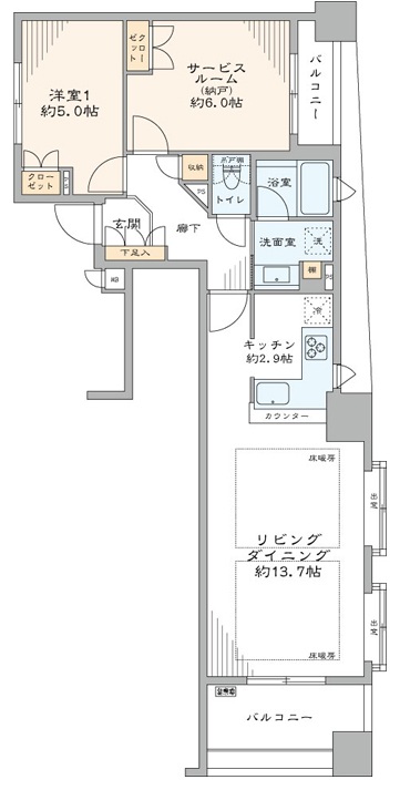 ラ・フォルム池尻大橋2階の間取り
