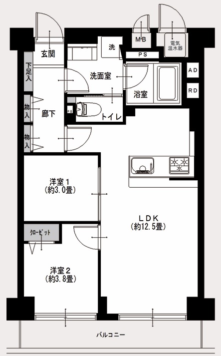 日商岩井第2玉川台マンション4階の間取り
