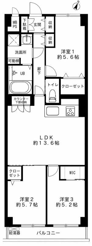 ハイコーポ用賀3階の間取り