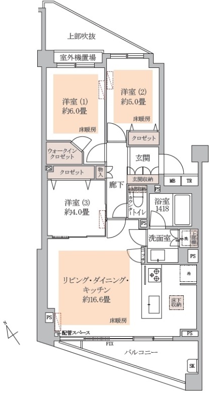駒場パーク・ホームズ1階の間取り